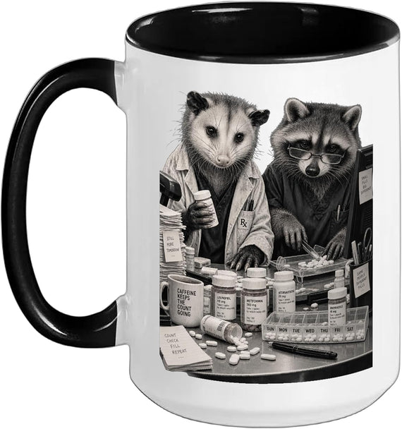 Pharmacy Tech Raccoon Opossum Duo Ceramic Mug