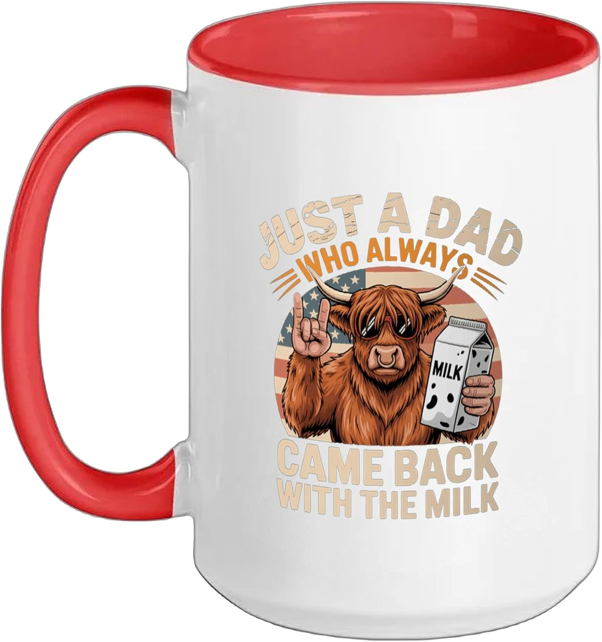 Highland Cow Just A Dad Who Always Came Back With The Milk Ceramic Mug