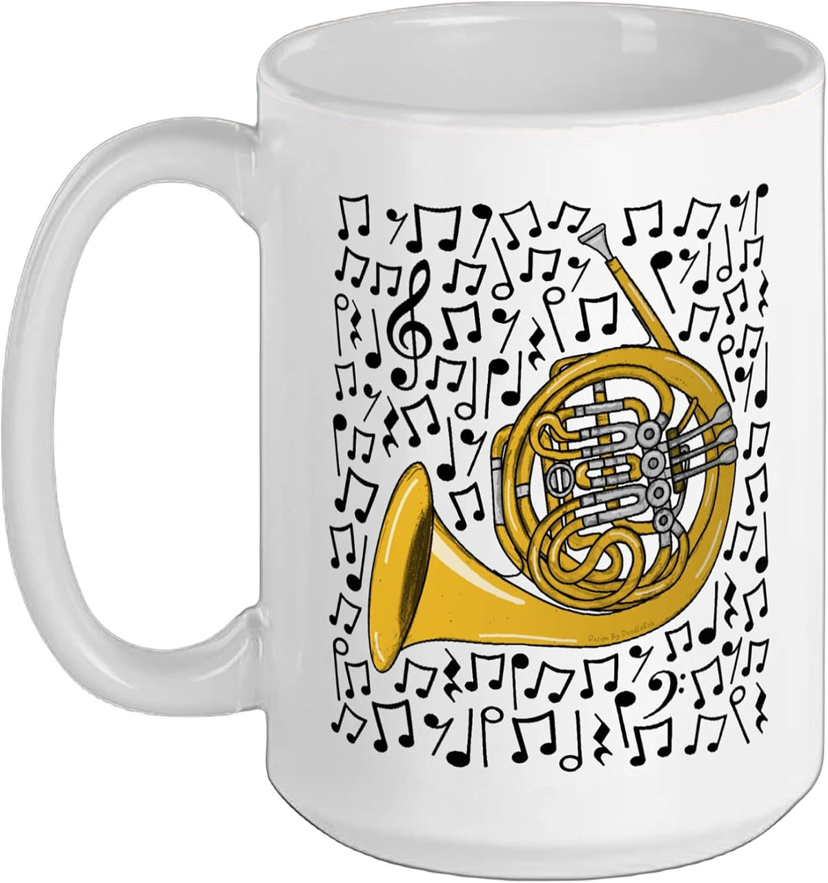 French Horn Musical Notes Brass Musician Teacher Orchestra Ceramic Mug
