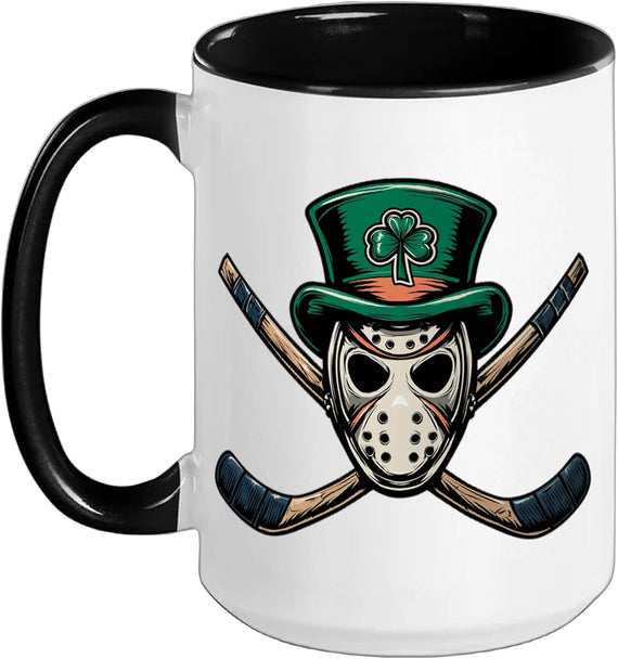 Ice Hockey St. Patricks Day Pattys Day Irish Leprechaun Ceramic Mug