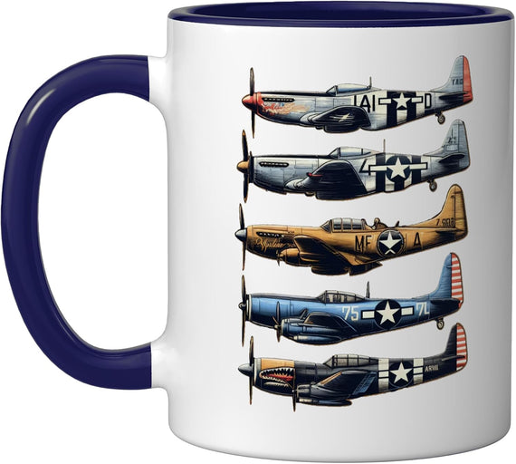Ww2 Planes P51 Mustang F4u Corsair B17 P47 Thunderbolt Ceramic Mug