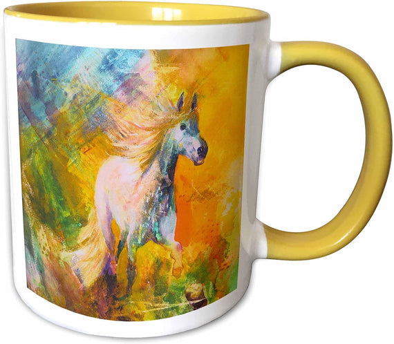 Abstract Watercolor Of Galloping Wild Horse Ceramic Mug