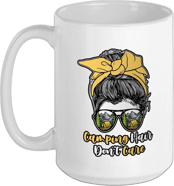 Camping Hair Don't Care Funny Camping Ceramic Mug
