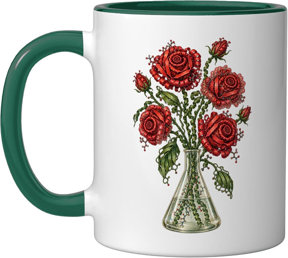 Molecular Red Roses In Glass Flask Ceramic Mug