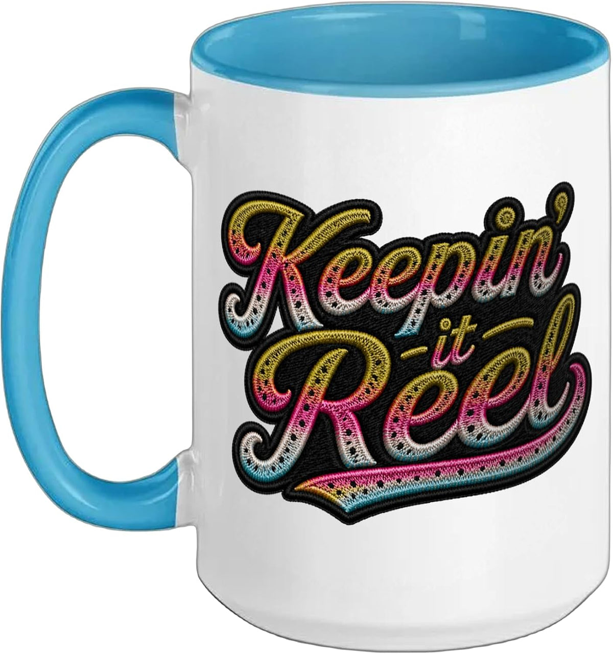 Keepin' It Reel, Rainbow Trout Fish Pattern Ceramic Mug