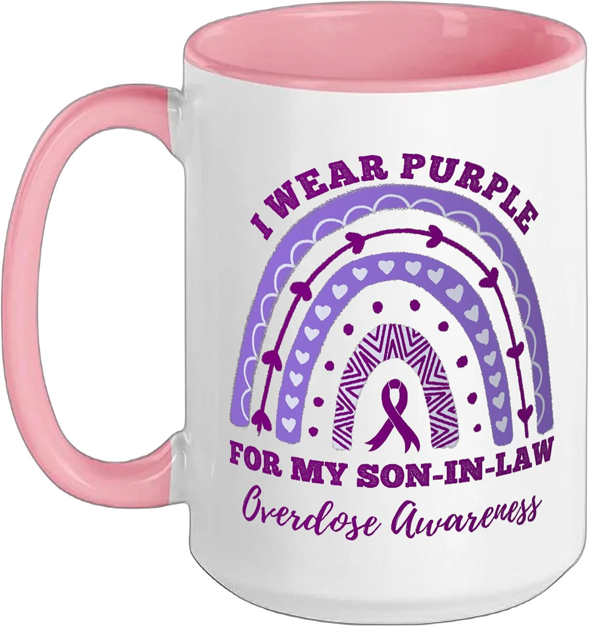 I Wear Purple For My Son-In-Law Overdose Awareness Rainbow Ceramic Mug
