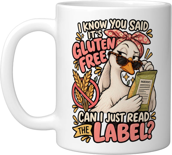 Funny Label Reading Gluten Free Womens Celiac Disease Ceramic Mug