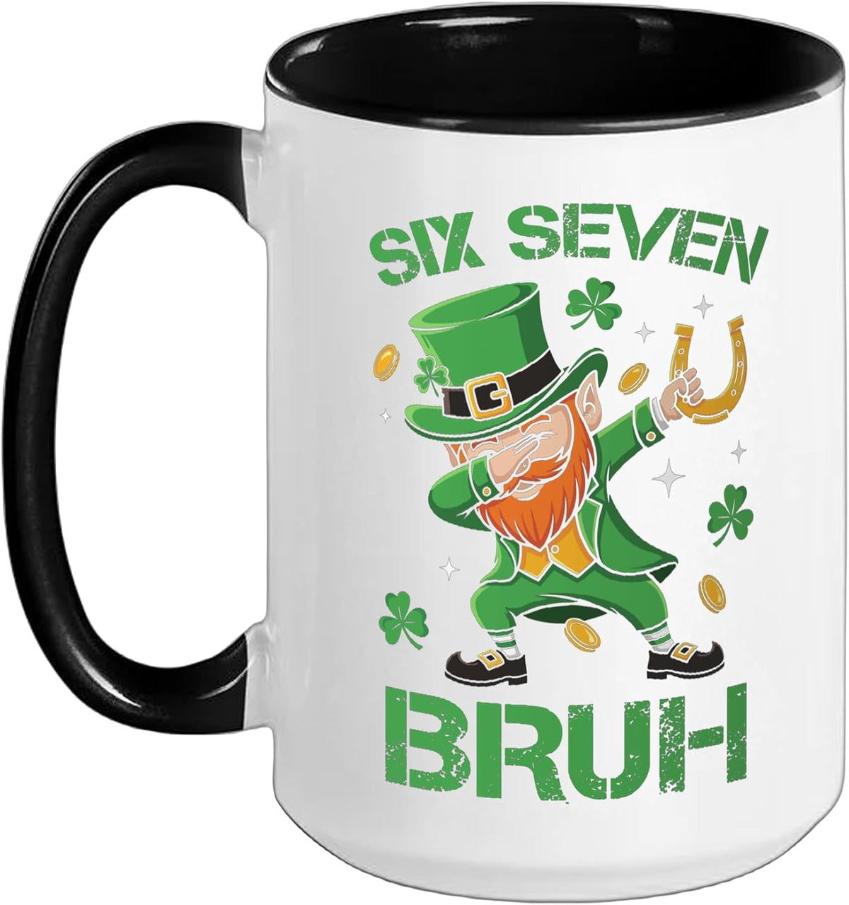 Bruh 67 Six Seven Dabbing Leprechaun St Patricks Day Irish Ceramic Mug