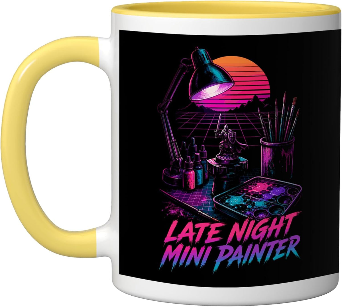Late Night Mini Painter Synthwave Desk Scene Ceramic Mug