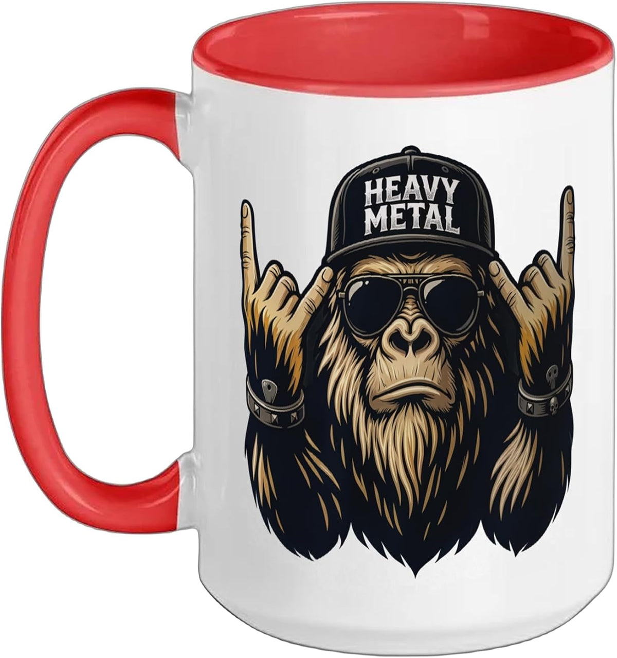 Heavy Metal Gorilla Rock Hand Sunglasses Ape Funny Ceramic Mug