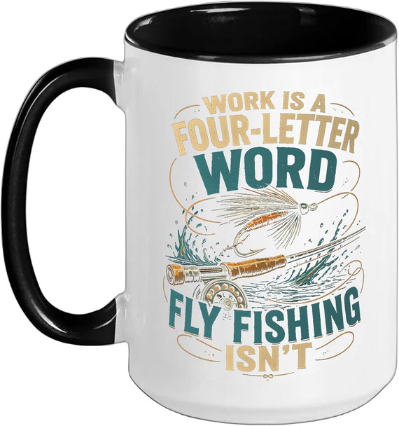 Funny Fly Fishing Men Fly Rod Fishing Trout Fly Casting Ceramic Mug