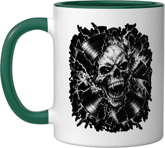 Skull Vinyl Record Rock Music Dark Ceramic Mug
