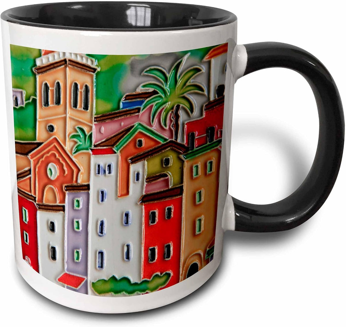 Hand-Painted Glazed Ceramic Tile, Italy Ceramic Mug