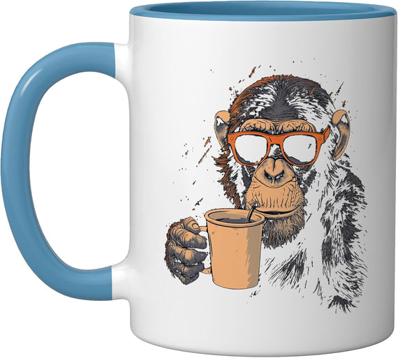 Monkey With Cool Sunglasses And Of Coffee Ape Monkeys Ceramic Mug