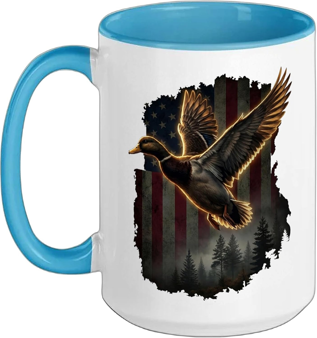 Mallard Duck Hunting American Flag Patriotic 4th Of July Ceramic Mug