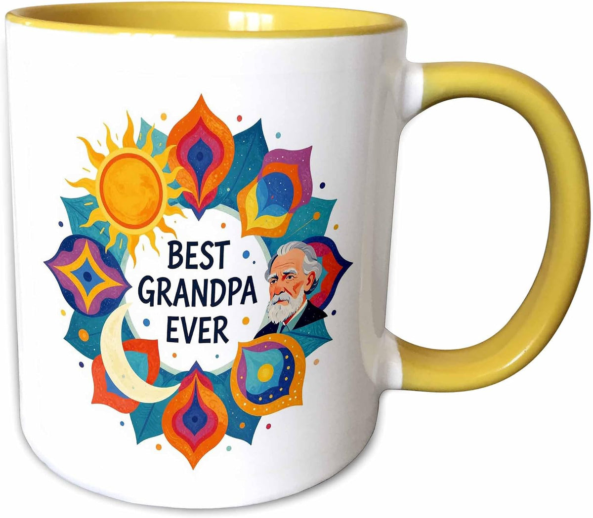 Best Grandpa Ever Colorful Mandala Ceramic Mug