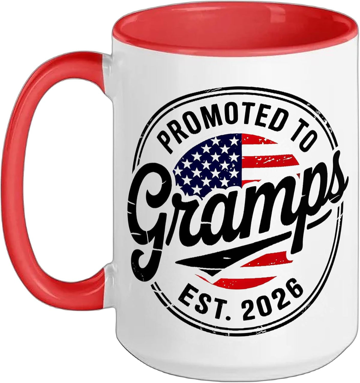 Promoted To Gramps Est 2026 Usa Flag Funny Soon To Be Ceramic Mug