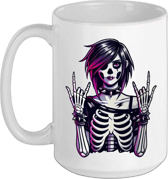 Dark Alt Skeleton Rock Hand Cute Spooky Aesthetic Ceramic Mug
