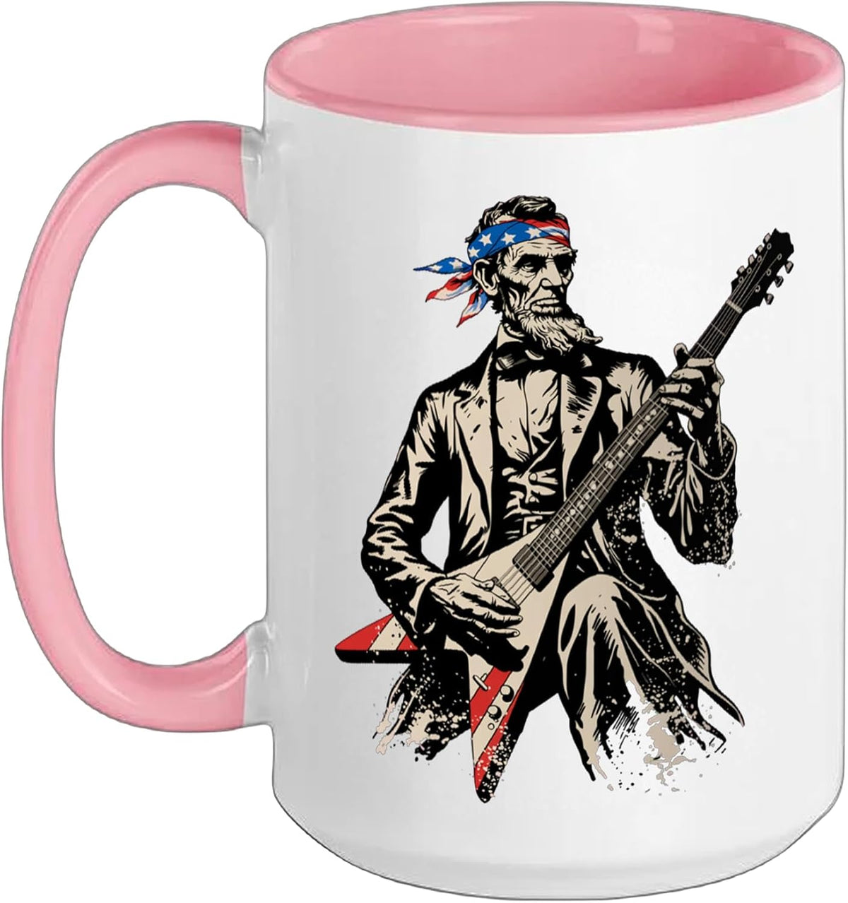 Patriotic Abraham Lincoln Guitar Rock President Abe Ceramic Mug