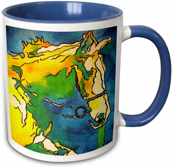 Horse And Bridle Colorful Black Outline Art Ceramic Mug