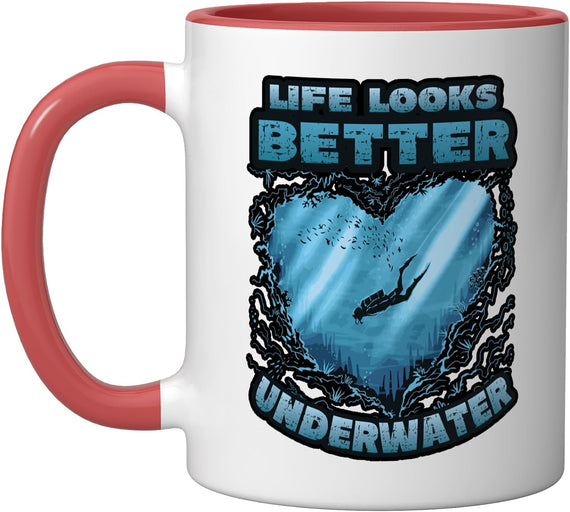 Life Looks Better Underwater Scuba Diving Ceramic Mug
