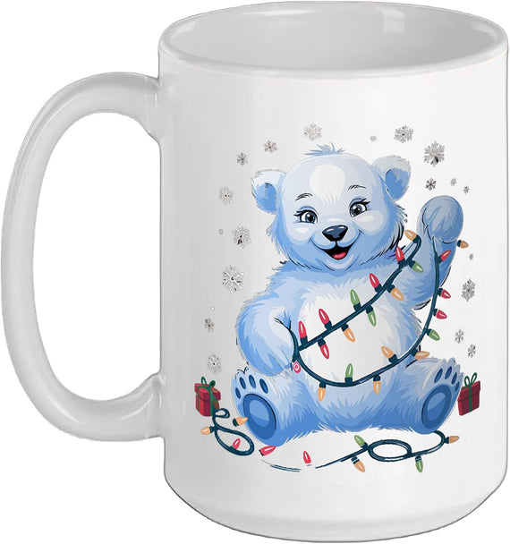 Polar Bear Christmas Lights Ceramic Mug