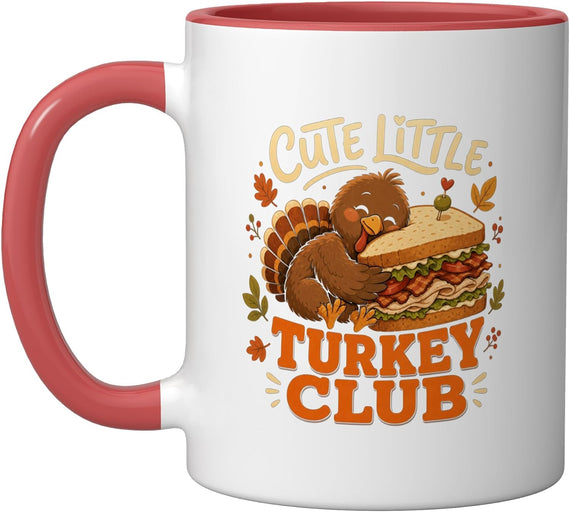 Cute Little Turkey Club Sandwich Thanksgiving Ceramic Mug