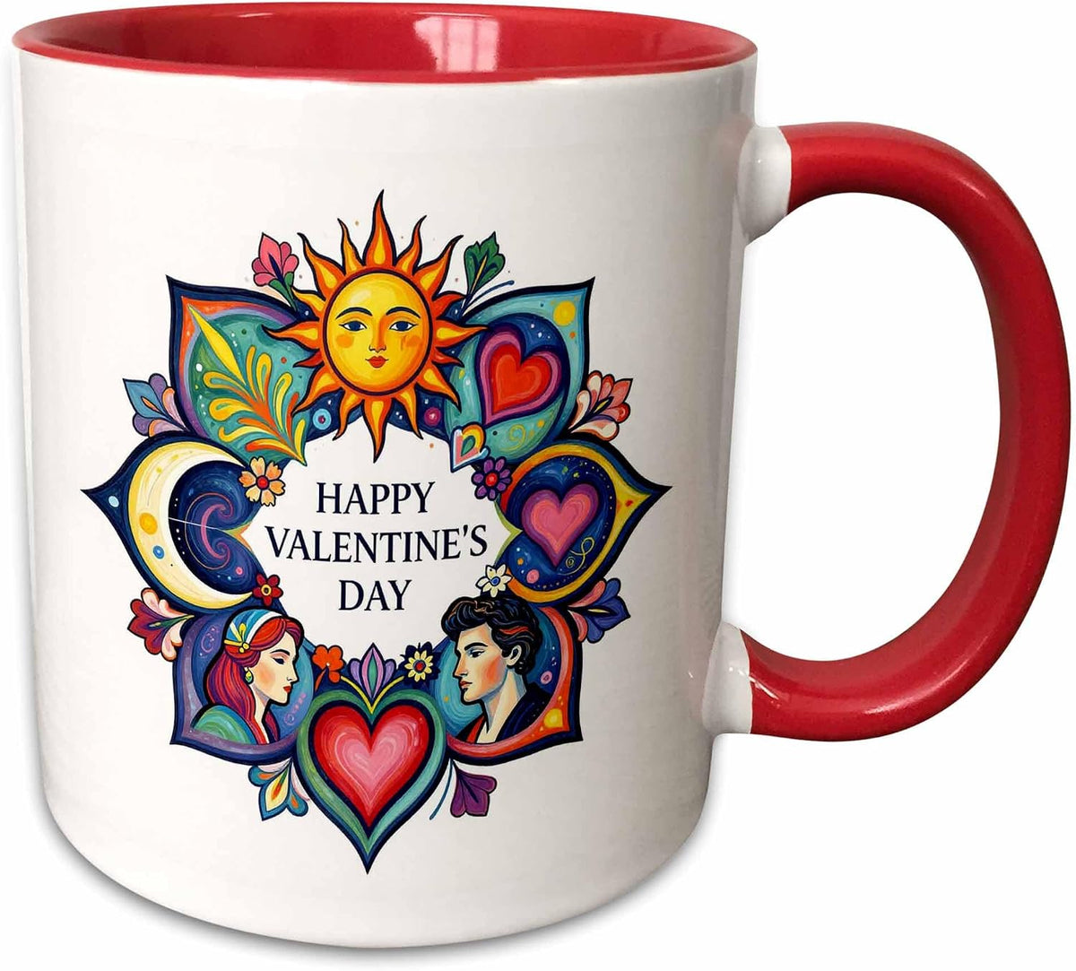 Happy Valentine Day Mandala. Romantic Ceramic Mug