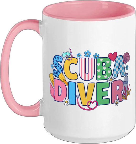 Cuba Diver Colorful Text Funny Scuba Ceramic Mug