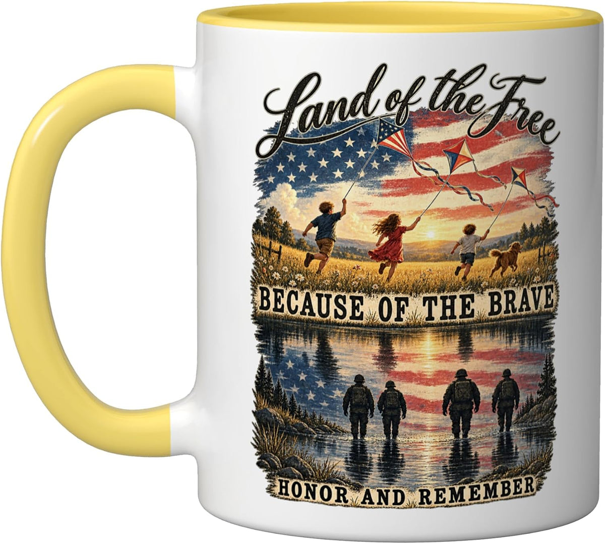 Land Of The Free Because Brave Honor Remember Veterans Day Ceramic Mug