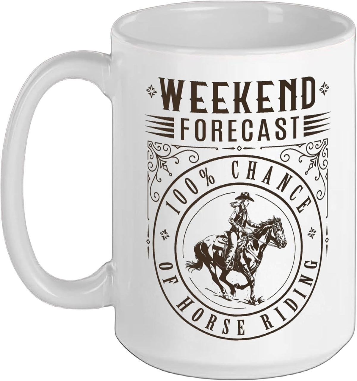 Weekend Forecast Horse Rider Riding Women Girls Cowgirl Ceramic Mug
