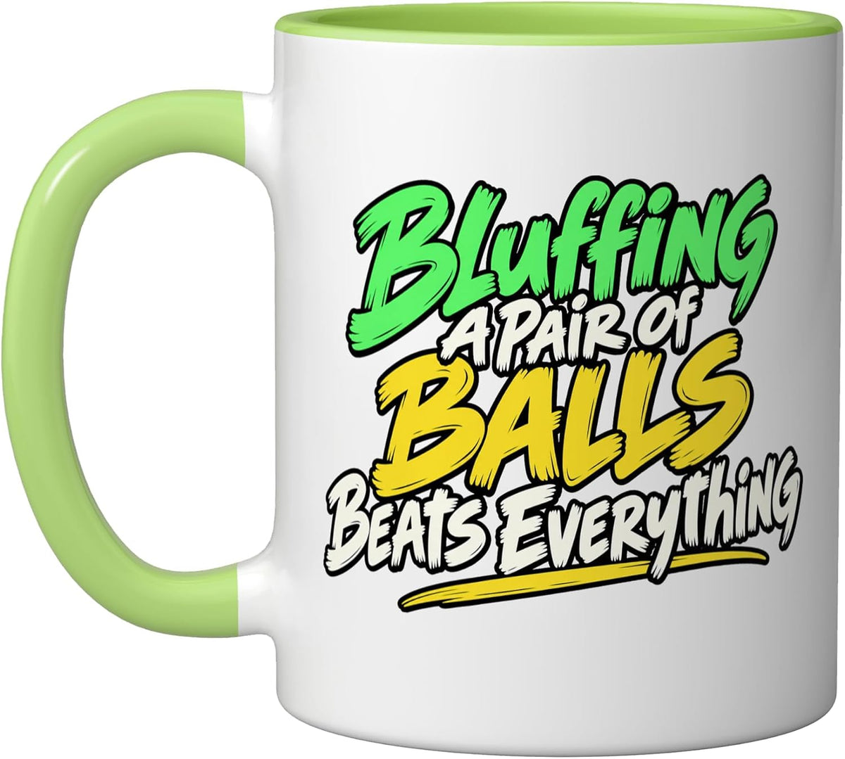 Poker Player Bluffing A Pair Of Balls Card Game Humor Ceramic Mug