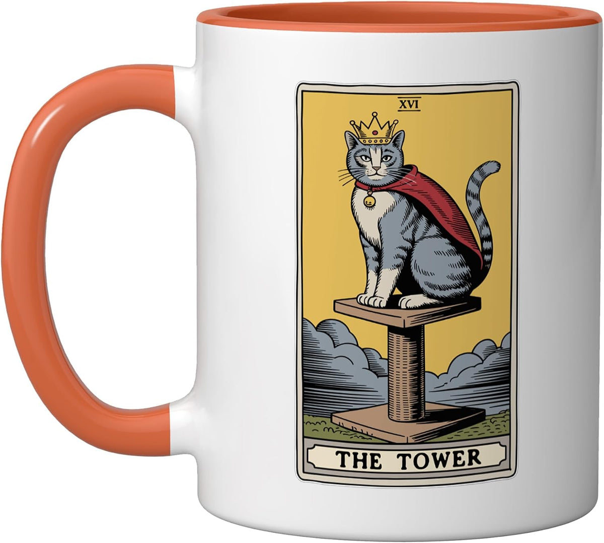 The Tower Tarot Card Mystic Cat Scratching Post Tree Cat Ceramic Mug