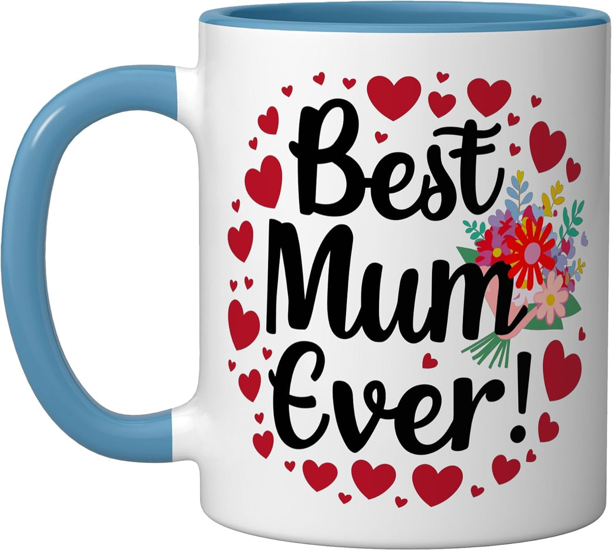 Best Mum Ever Hearts Floral Mothers Day Ceramic Mug