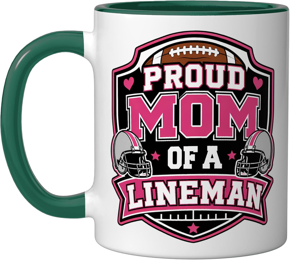 Proud Mum Of A Lineman Football Mama Mom Son Mother Ceramic Mug