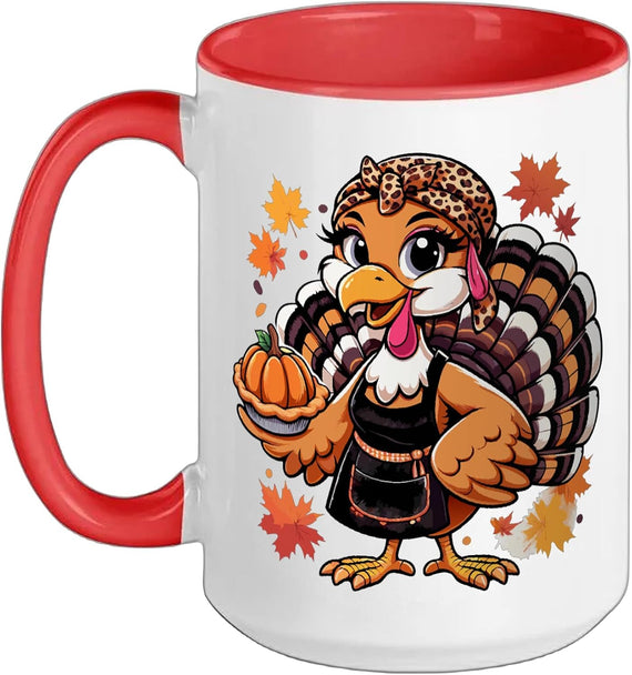 Cute Turkey Leopard Fall Ceramic Mug