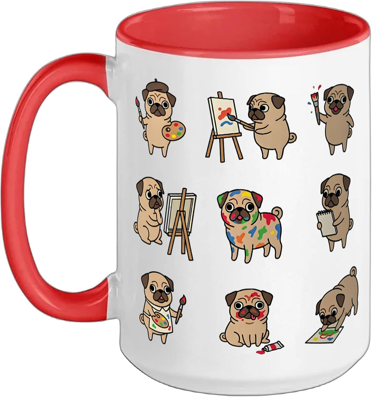 Cute Pug Dog Colorful Puppy Funny Cartoon Pattern Ceramic Mug