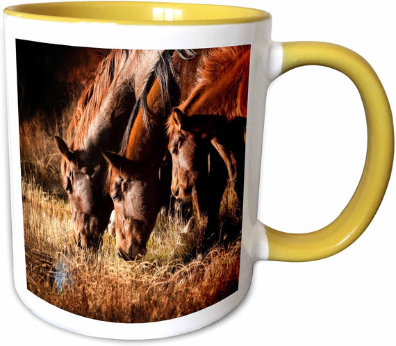 Three Horses Drinking In Dusky Light Ceramic Mug