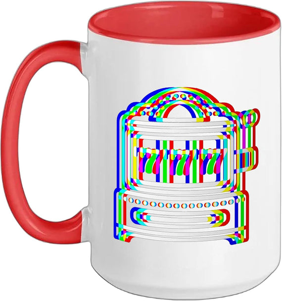 Edm Glitch Slot Machine 777 Retro Casino Gamer Art Ceramic Mug