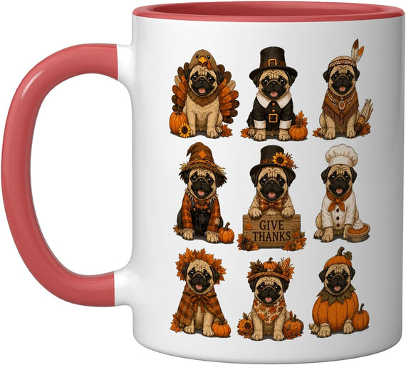 Thanksgiving Pug Dog Lover Pumpkin Costume Autumn Ceramic Mug