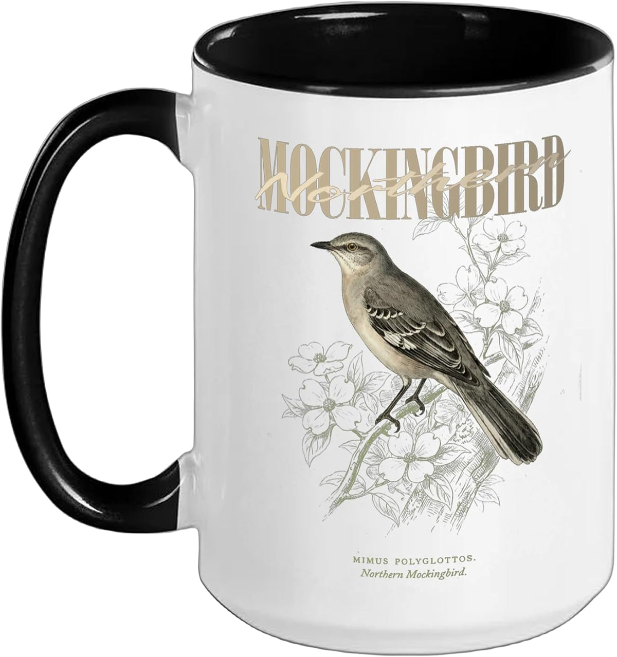 Vintage Northern Mockingbird Bird Watching Art Love Birds Ceramic Mug