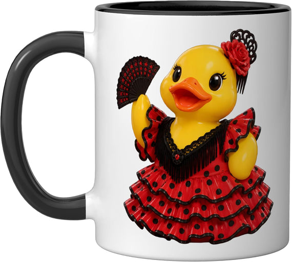 Rubber Duck Wearing A Spanish Flamenco Dress Ceramic Mug