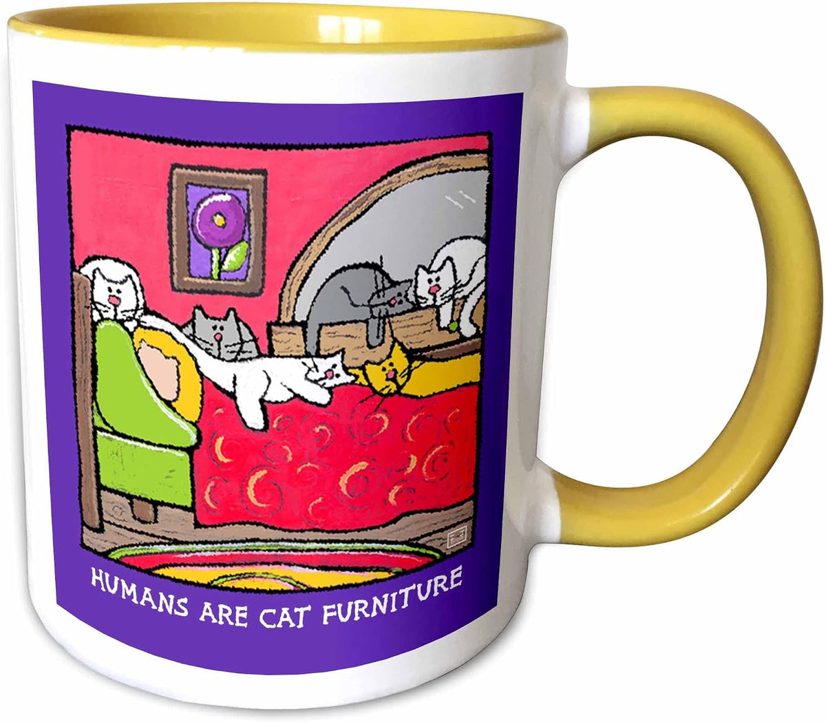 Humans Are Cat Furniture Cartoon Ceramic Mug