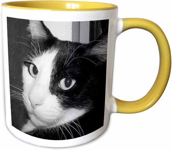 Black And White Cat In Black And White Ceramic Mug