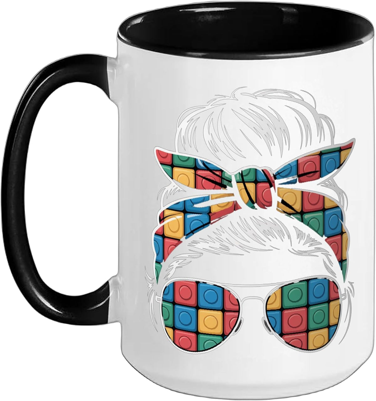 Building Block Messy Bun Mom Life Mothers Day Master Ceramic Mug
