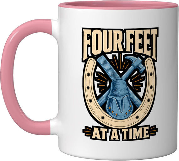 Four Feet At A Time Farrier Horseshoe Hoof Pick Ceramic Mug