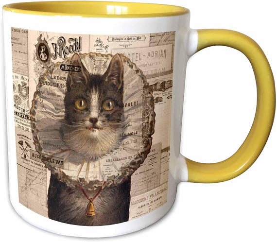 Vintage Cat And Ephemera Ceramic Mug