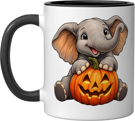 Elephant Funny Jack O Lantern Pumpkin Halloween Ceramic Mug