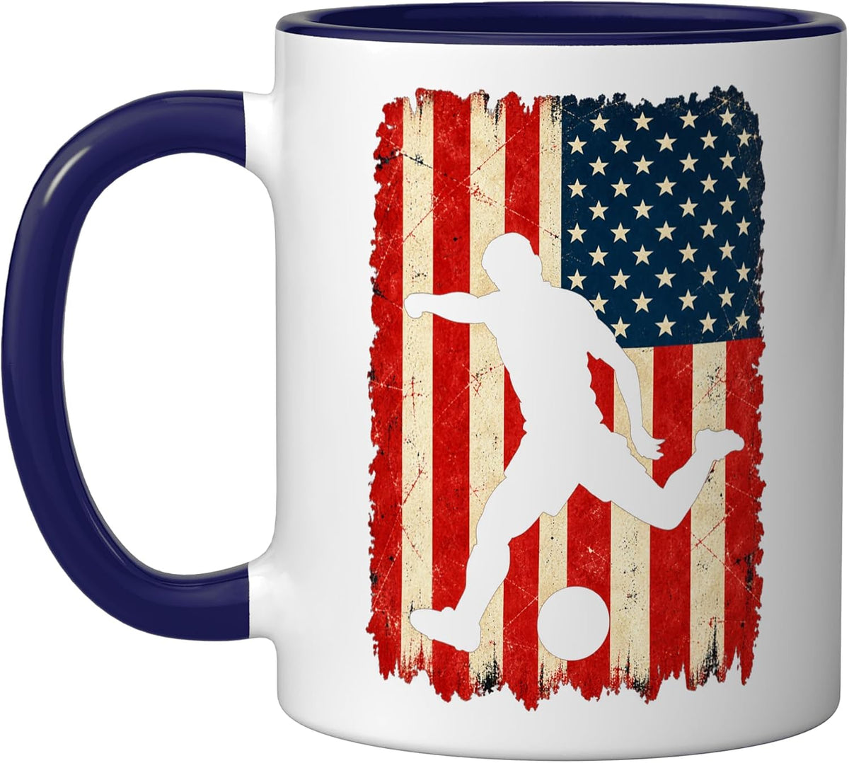 Soccer American Flag Usa Patriotic Soccer Player Sports Ceramic Mug