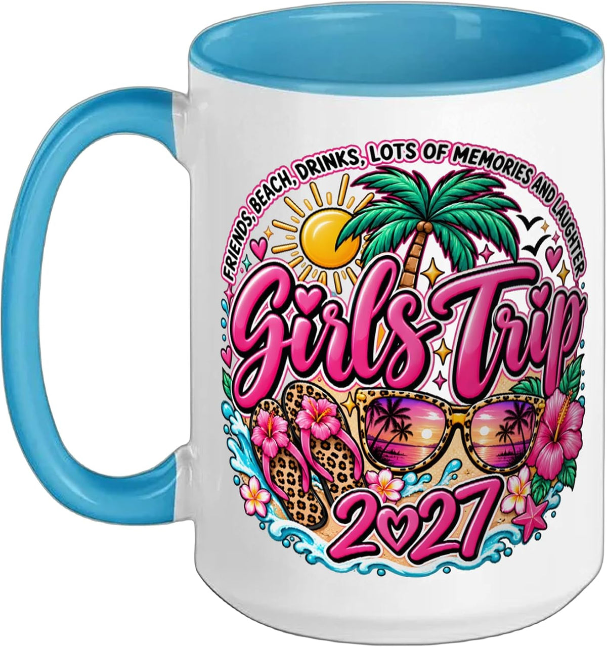 Girls Trip 2027 Vacation Summer Beach Palm Ceramic Mug